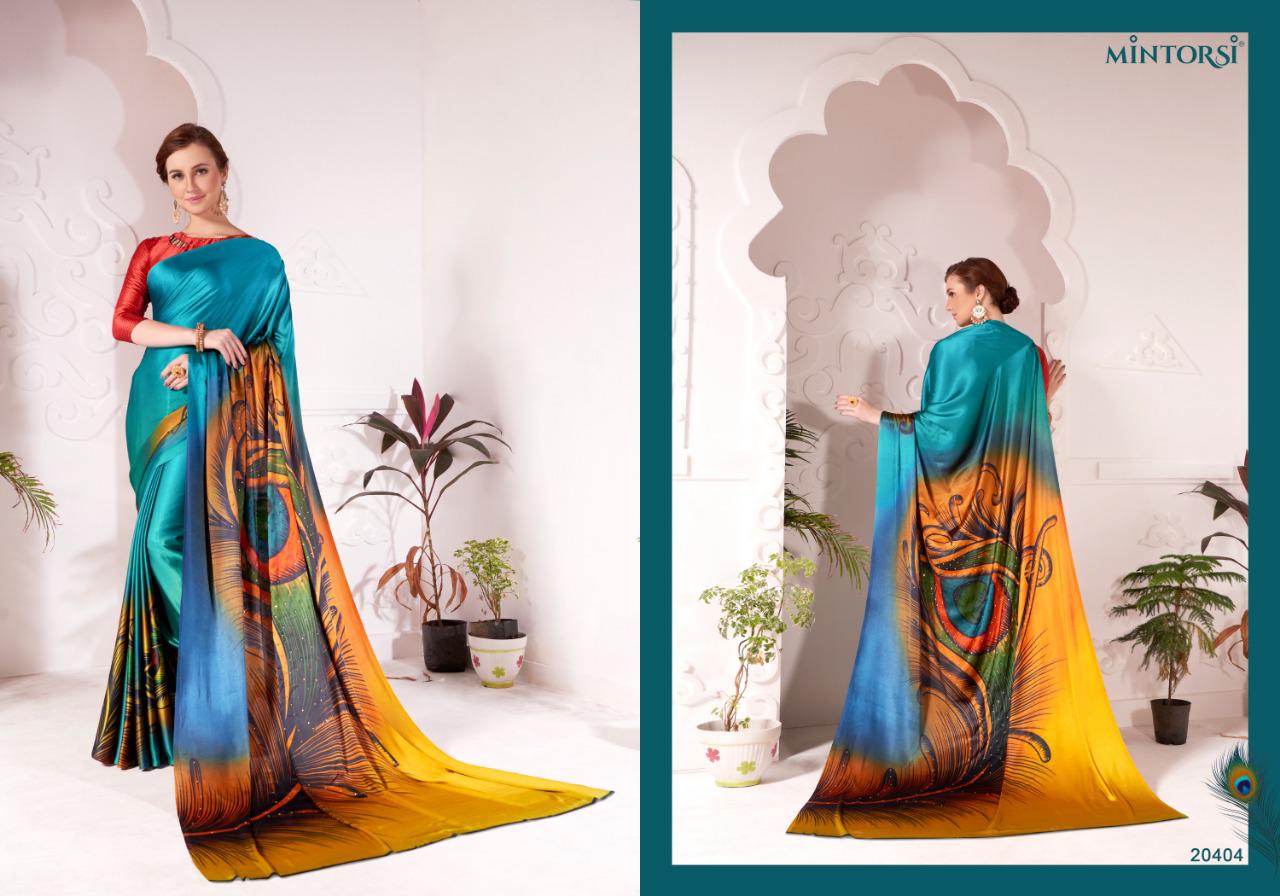 New Designer More Pankh Silk Print Sarees Collection 20401-20408 Varsiddhi Wholesale Sarees Catalog